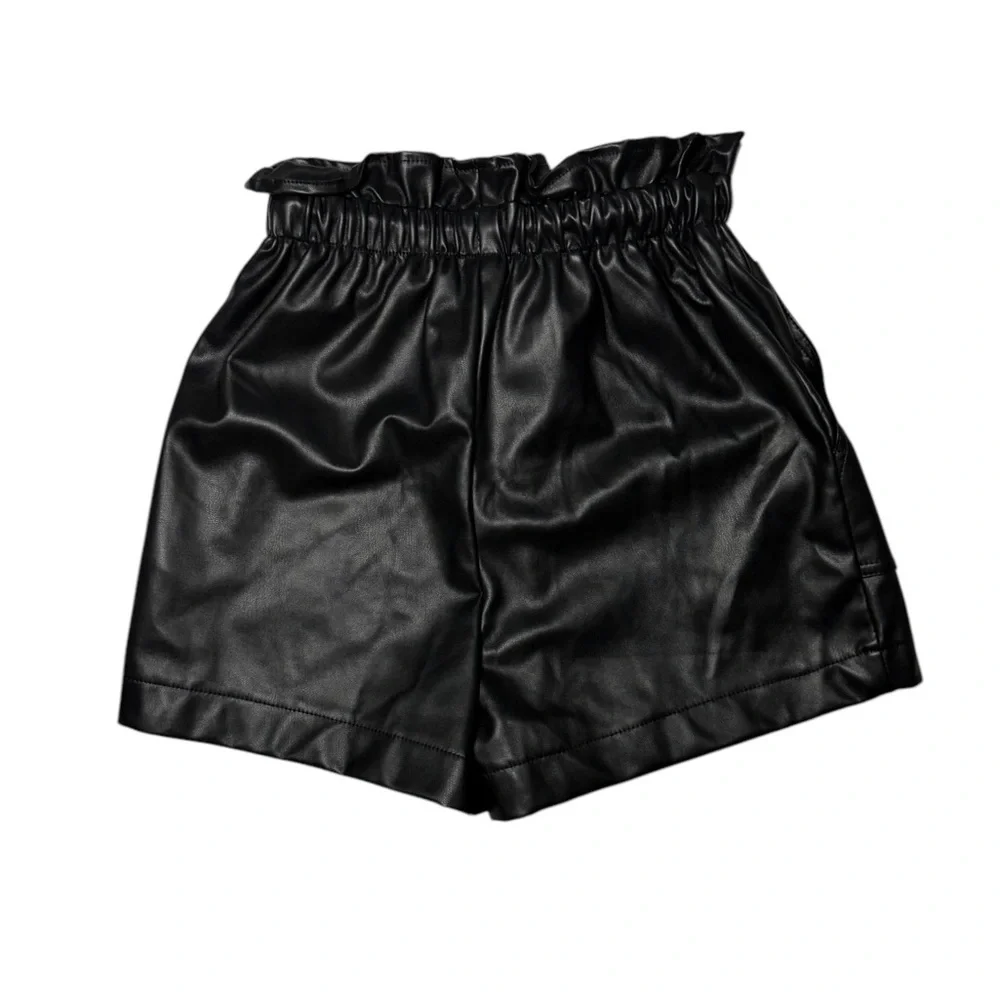 New Urban Outfitters Black Faux Leather High Waist Shorts Size Small